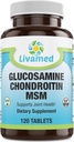 Glucosamine Chondroitin MSM 完整综合体——膝盖、背部、HIPS和炎症的联合支助补充——疼痛、疼痛、疼痛和炎症的流动保健补充——120块