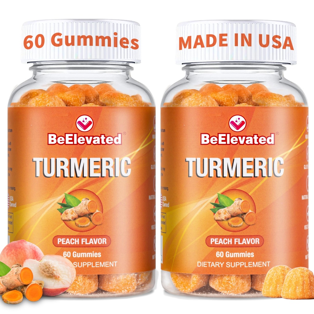 Curcumin Turmeric Gummys – Extrastruction 2000mg 8:1 提取 Turmeric Supplement Gummys with Black Pepper & Ginger – Vegan Non-GMO 联合支持 菜谱 – Peach Flavor - 包装 2