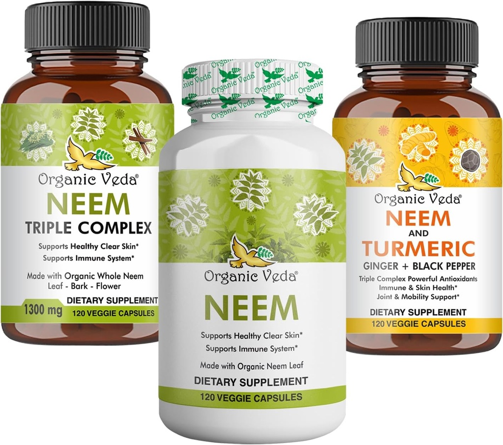 Premium Neem & Turmeric 补充套装 — 2- in-1 Capsule 公式用于皮肤健康,Immune和清洁支持