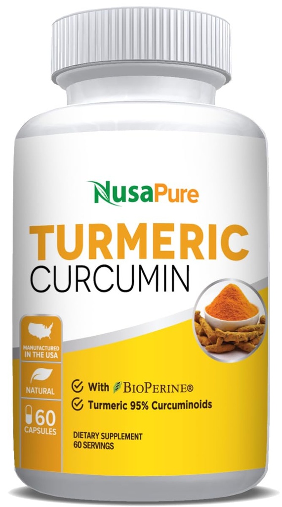 NusaPure Turmeric Curcumin 600 mg 60 Capsules Turmer 95% Curcuminoids 饮食补充剂