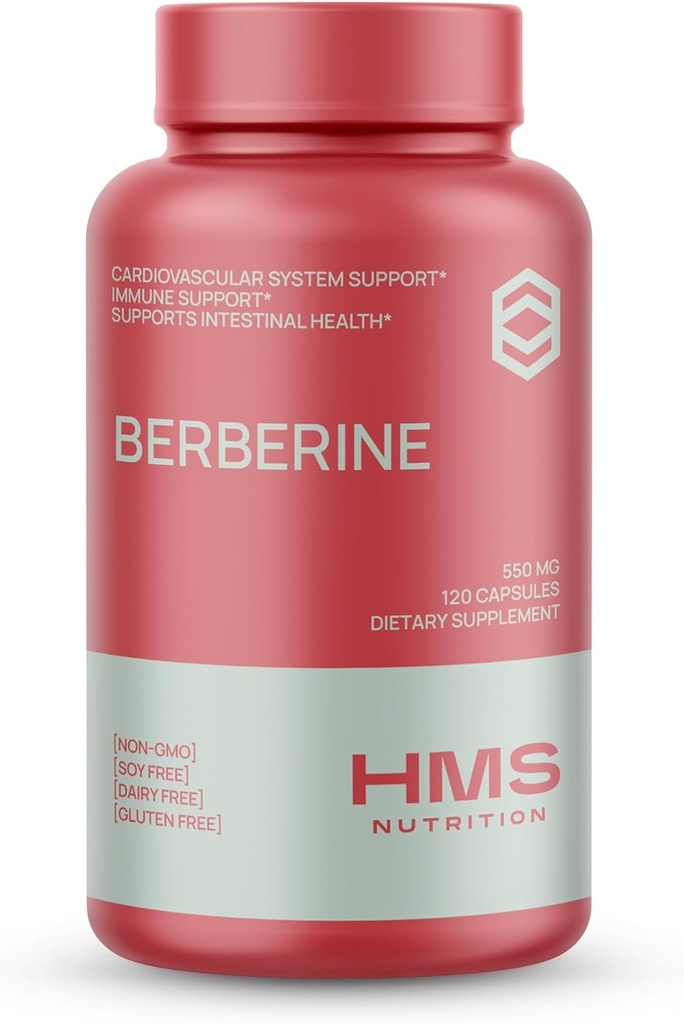 Berberine HCL 550mg,来自Berberis Aristata Root的植物性柏柏林补充剂,Vegan & Gluten Free,120 Capsules
