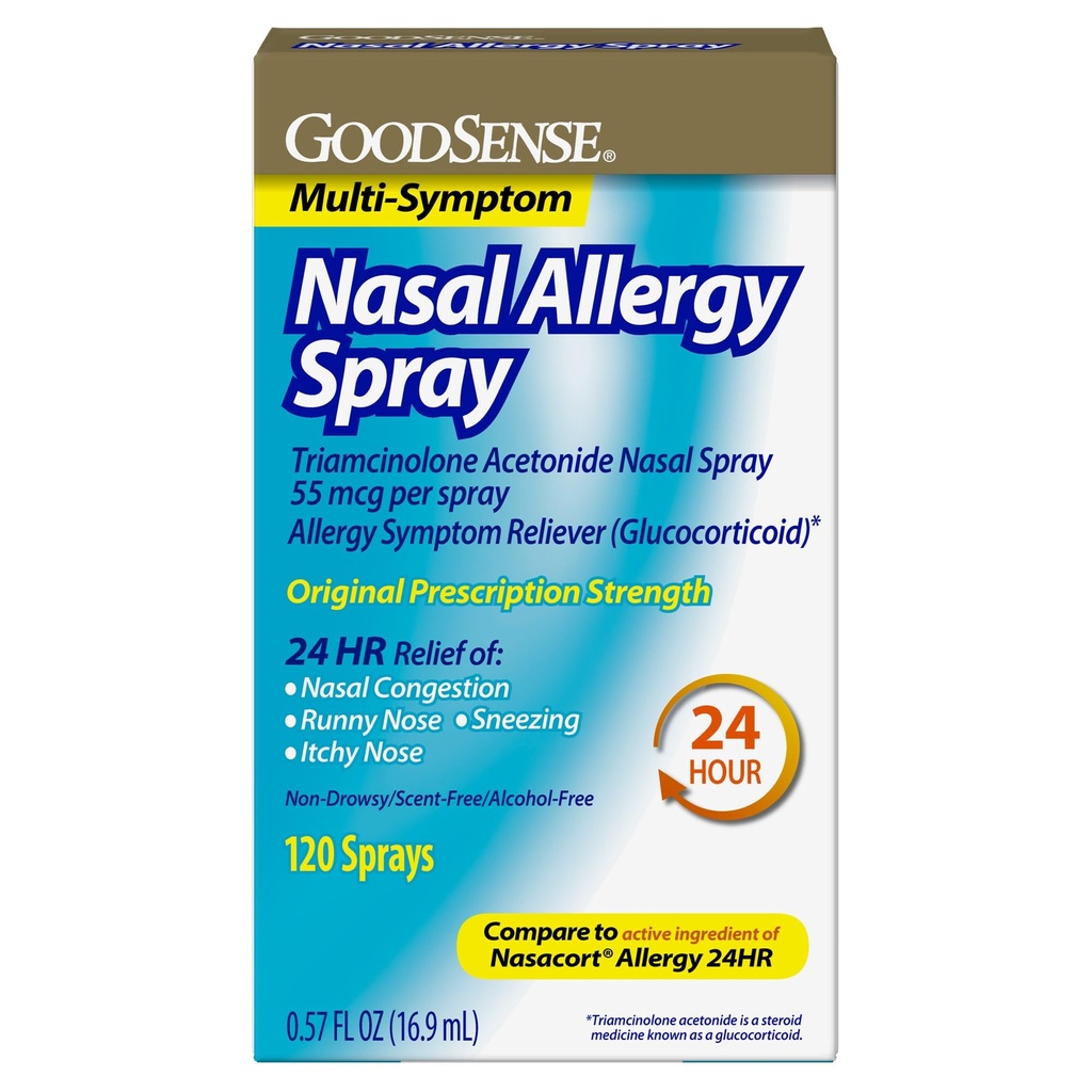 GoodSense Multi-Symptom Nasal过敏喷雾器、Triamcinolone Acetonide Nasal过敏喷雾器、55毫克/喷雾器、0.57氟化铀