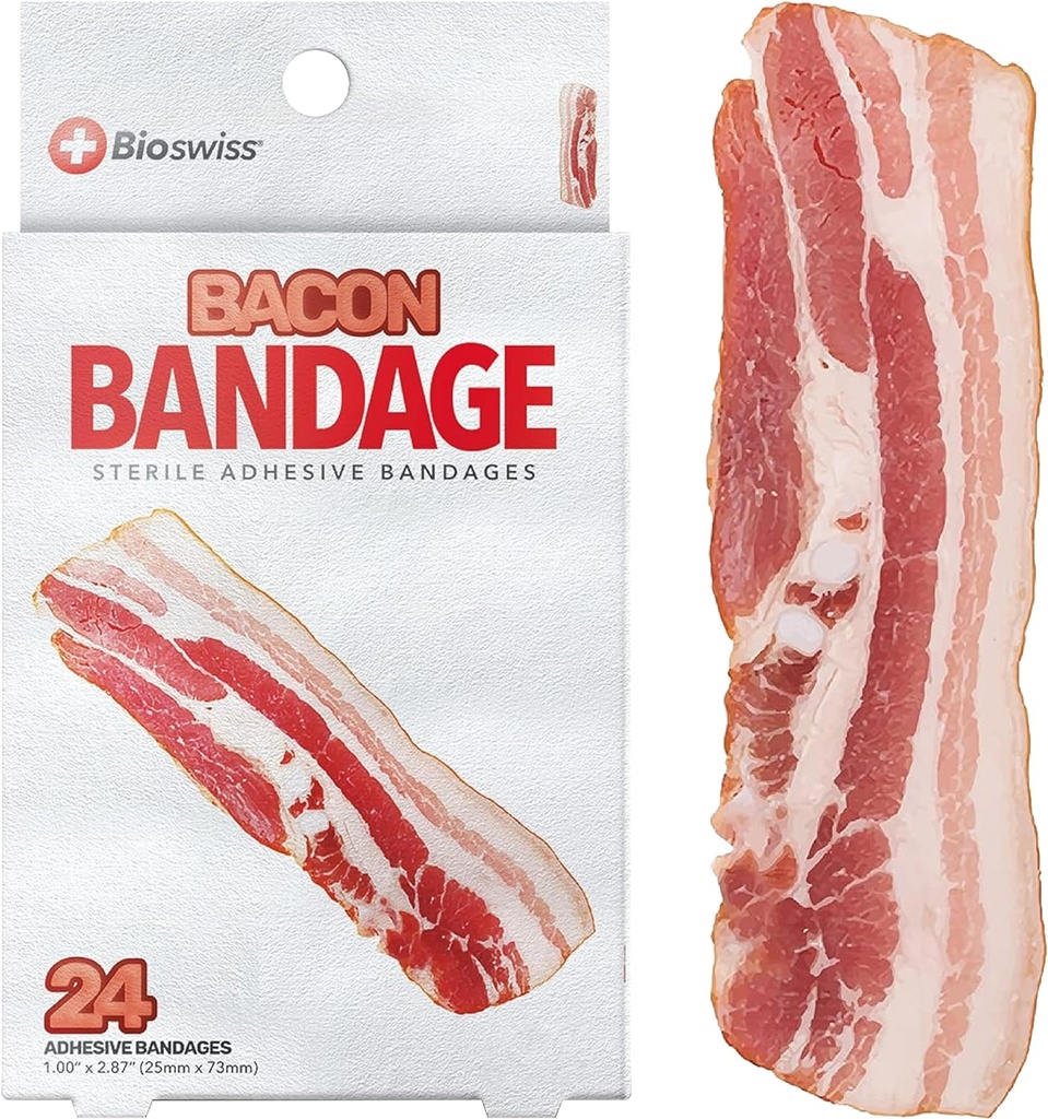 BioSwiss Kids Bandages, 培根形状的自粘性 Bandage 套装, Latex Free, Sterile 伤病护理, 24 Counter