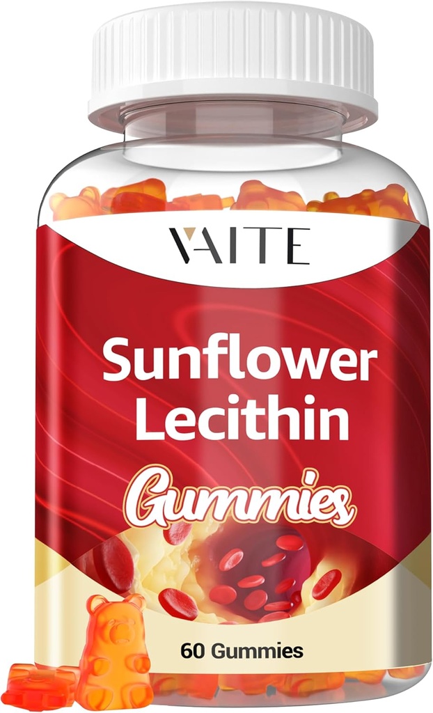 向日葵 Lecithin Gummys 800mg - Vegan, Non-GMO, Soy-Free & Gluten-Free - 支持日常营养,成人易食,哺乳补充,自然健康支持 - 60 Vegan Gummy