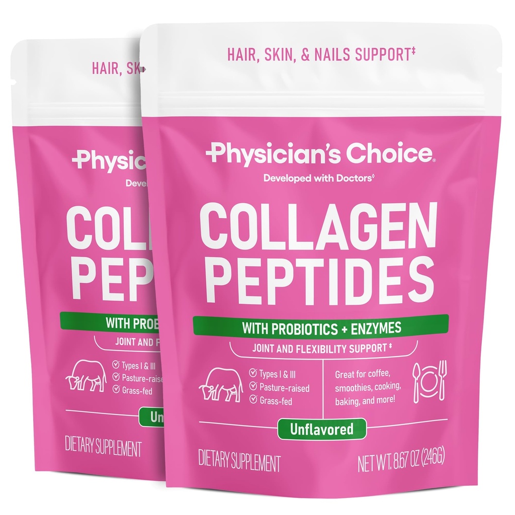 Collagen Peptides Powder - 水解蛋白(I & III型) - 消化酶 - Keto Colagen Power for Men - 头发,皮肤,联合与工作恢复援助 - 草药,Non-GMO - 两包