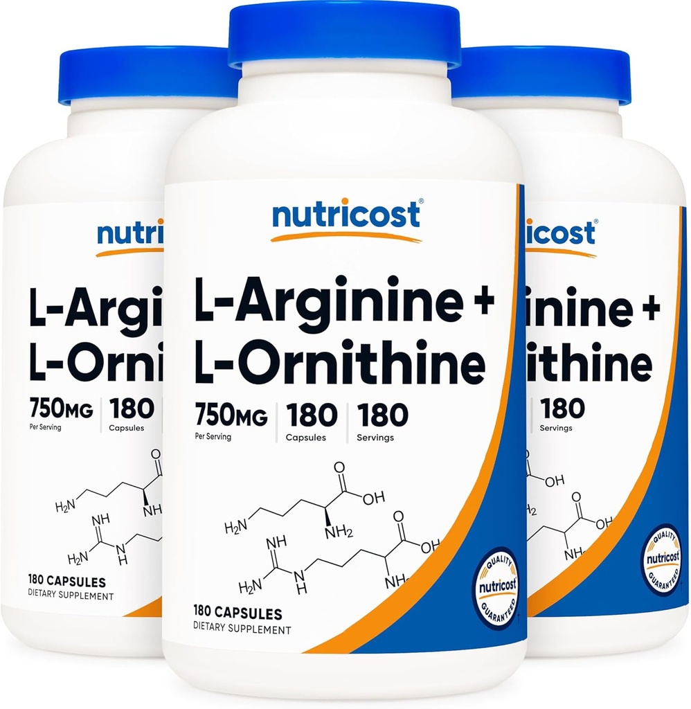营养成本 L-Arginine L-Ornithine 750mg; 180 Capsules(3瓶)