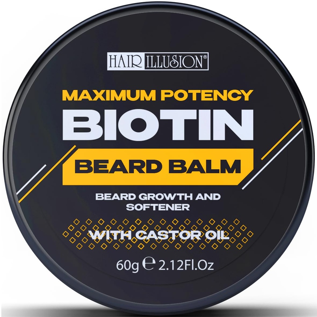 头发幻觉 MAXIMUM POTENCY BIOTIN BEARD BALM 为熊的生长和软化,黑色