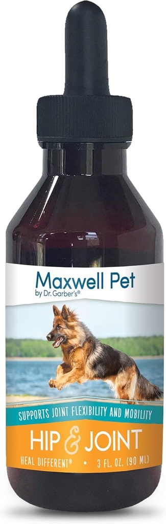 Maxwell Pet by Dr. Garber – Hip & Joint for Dogs – 支持和恢复Hip & Joint Health, 修补和减轻Hip & Joint Pain, 和改善流动性的首个自然生物疗法补充药滴 – 90ml