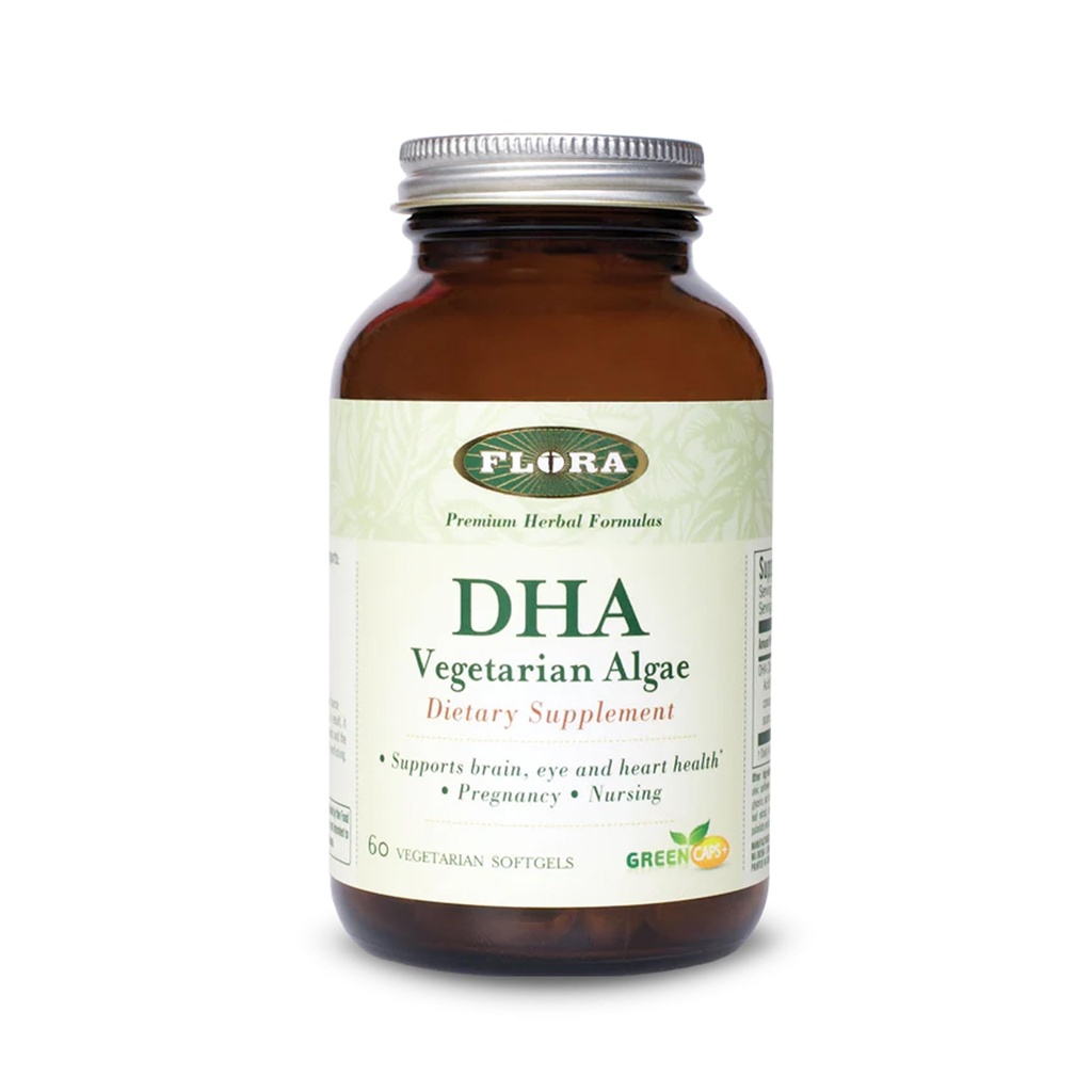 Flora - DHA 藻类绿卡普斯 + - 脑和心脏健康 - 妊娠期间的艾滋病全面健康 - 为大脑和神经系统 - 提供Omega-3 - Vegan & 可持续 - 60 植物软胶