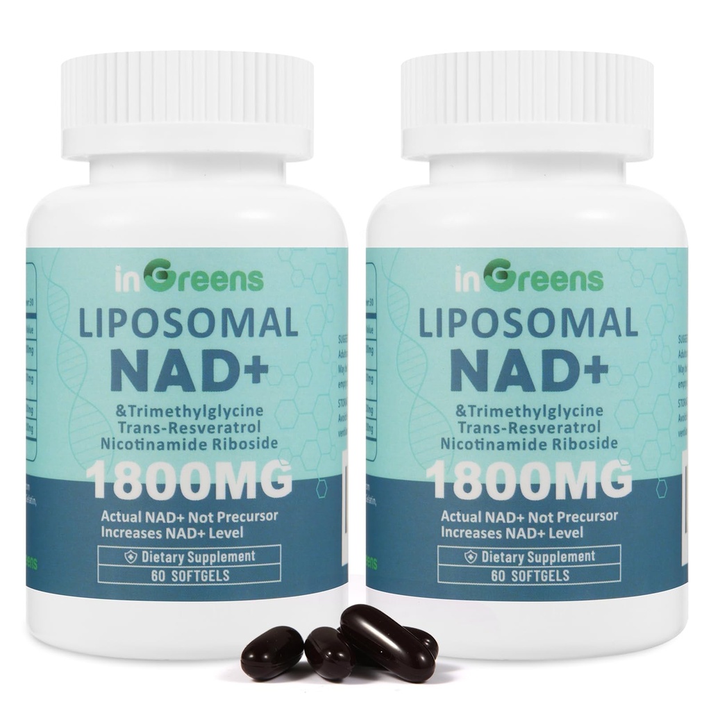 利波索马尔-NAD+ 1800毫克与尼科蒂纳米德Riboside、Trans Resveratrol、三甲基甘化物、取代NMN、Boost NAD+、老化防御、碳能源、120软胶