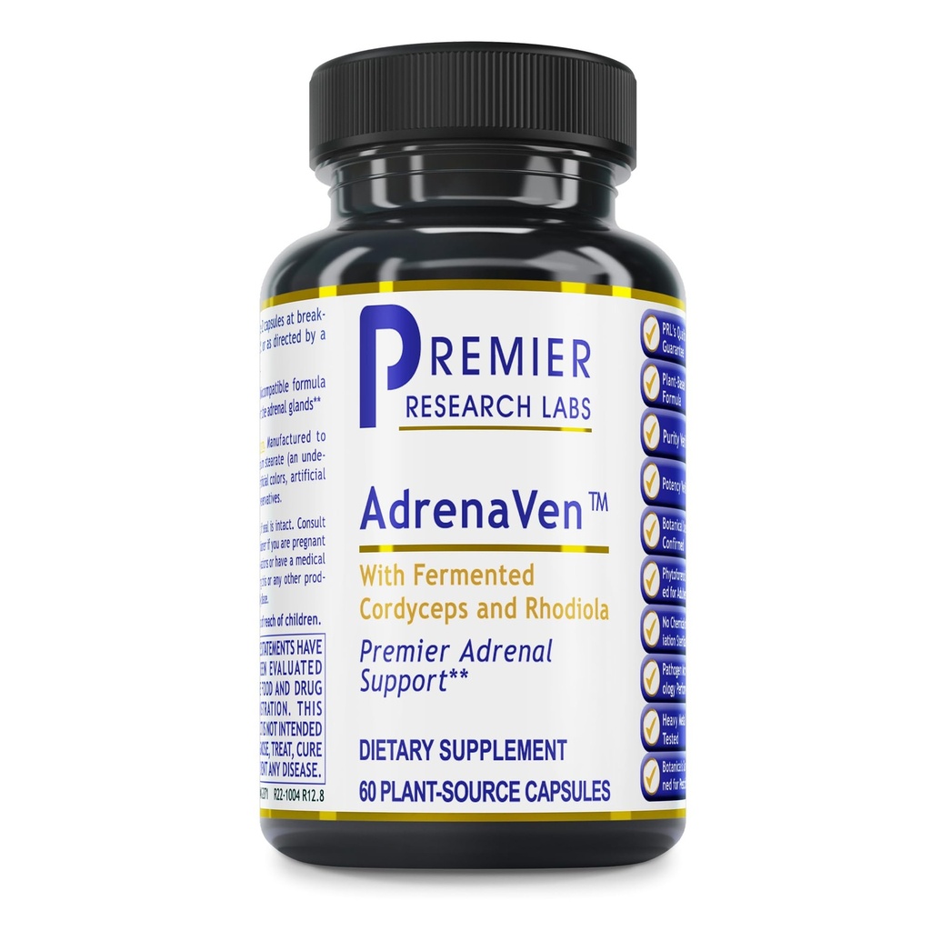 President Research Labs 30 Services-AdrenaVen - 肾上腺体健康补充,支持肾上腺体健康与应激反应 - 有机肾上腺体健康 - 60 Plant-Source Capsules