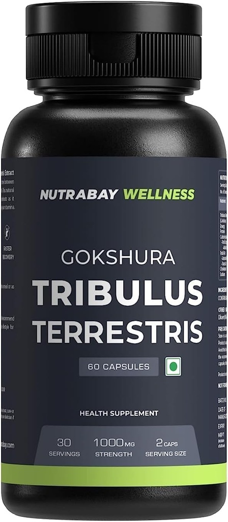 健康Tribulus Terrestries (Gokshura) - 对能源、性能和Stamina和肌肉生长的自然支持 - 1000mg, 60 Veg Capsules