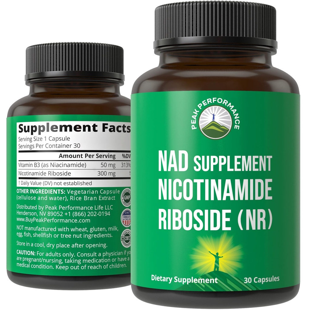 尼科蒂纳米德·里博赛德NR补编. NMN 替代NAD + Niacinamide + NAD+ 等级,如我们这个年龄,第三方测试,非GMO,Gluten Free,Vegan NR 男女维生素补充剂