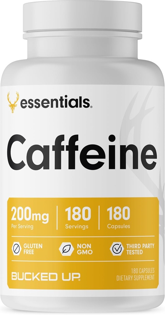 Bucked Up Cafeine 200 mg Per Service, Basics (180 services, 180 capsules) (英语).