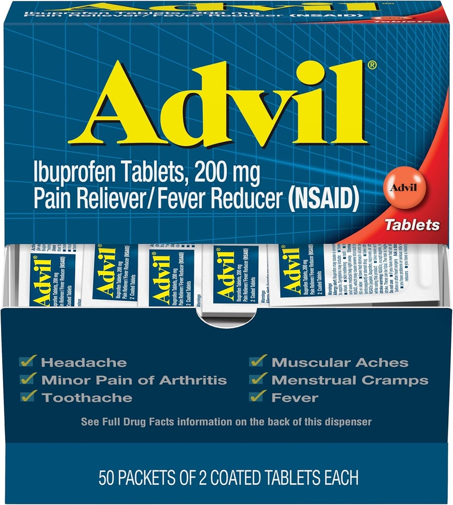 Advil Ibuprofen, 200mg, 2 计数( 50 包)