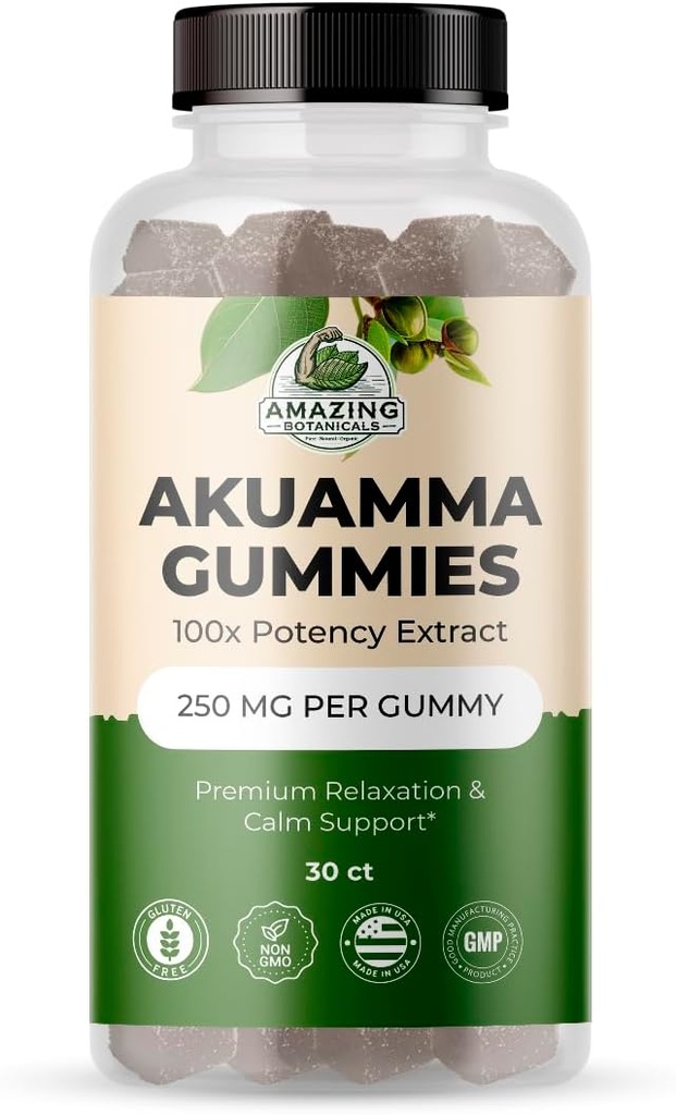 神奇的植物学 Akuamma Gummys - 高潜力日报 Wellness Gummy, Vegan, Non-GMO, Gluten-Free Herbal 补编 - 250MG Per Gummy 与自然野生莓火花( 30 计数)