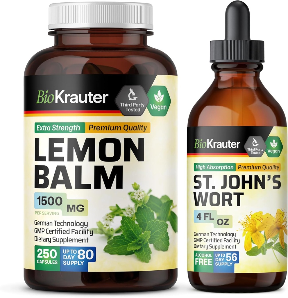 BIO KRAUTER Lemon Balm 250 Capsules & St. John's Wort Tincture 4 Fl. Oz. (原始内容存档于2017-09-29).