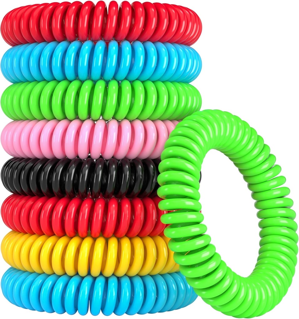12 Pack Mosquito Bracelets、Mosquito Bracelets 成人和儿童户外,个人包装的DEET无水保护乐队