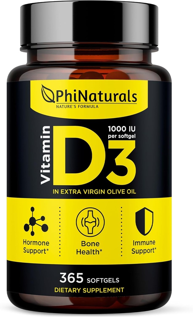 维生素D3 1000iu 软胶补充橄榄油基地365 Gel Caps 一年供应维生素D,Vitamina D 3 1000iu