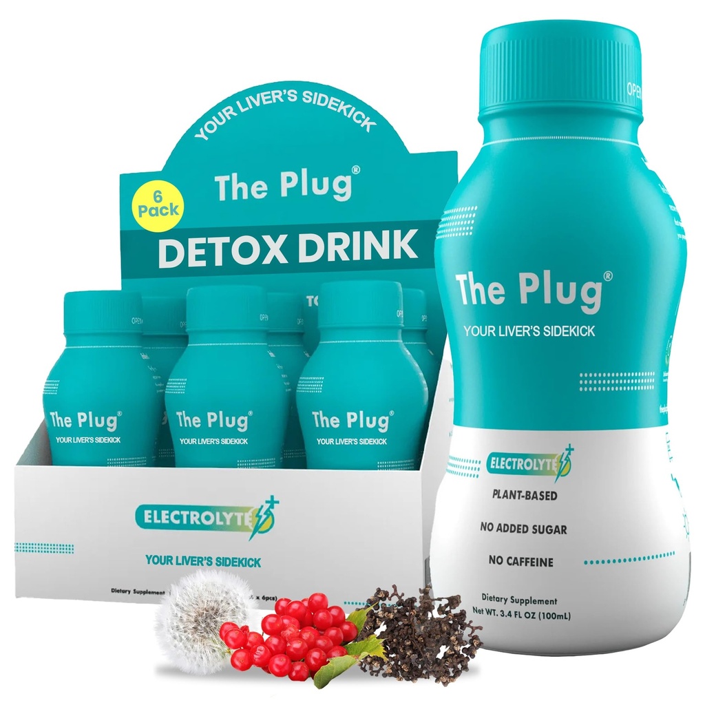 Plig Liver Cleanse Detox & Reference Drink - 工厂以草药电解质饮料用于Liver支持与健康,Bloating Relief,恢复抗氧化剂与矿物 QQ Liver Complex Energy Drink(6-Pack)