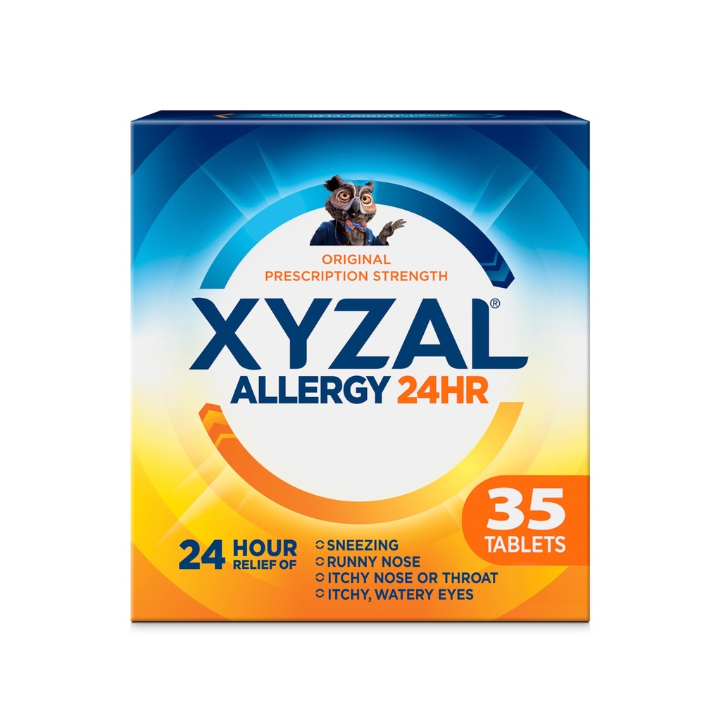 Xyzal 24小时过敏救药,原处方药强抗己胺,Levocetirizine 二氢氯化物药片,5毫克,35