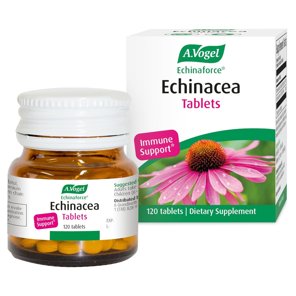 A. Vogel Echinaforce - 包装的新鲜有机Echinacea - 120块平板块 - 3X 较脱水更强公式 - 用于Immune支持补充 - 日常Herbal Immune健康促进剂 - 容易吞