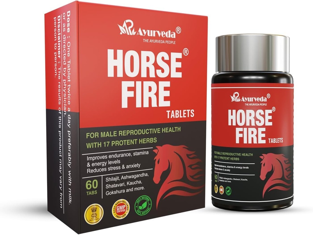 男子马火药片(Ayurvedic Medical) - 用于Stamina,肌肉生长,豁免和总体福利的马火药片(60包)