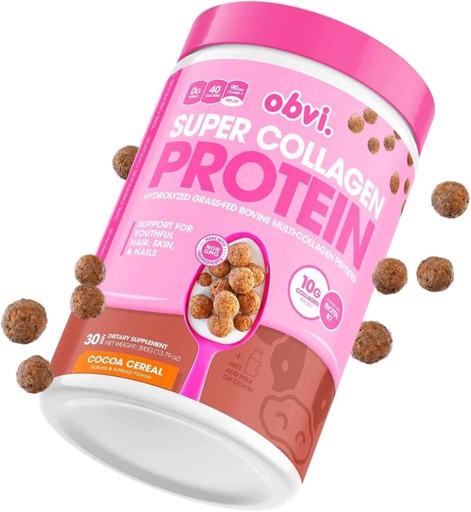 Obvi 多科拉根超级蛋白粉(Chocolate Cereal, 14 Oz) → Keto-Friendly, Gluten 和奶油自由 → Hydrized Grass-Fed Bovine Collagen Peptides → 支持古特健康,健康头发,皮肤,奈尔斯