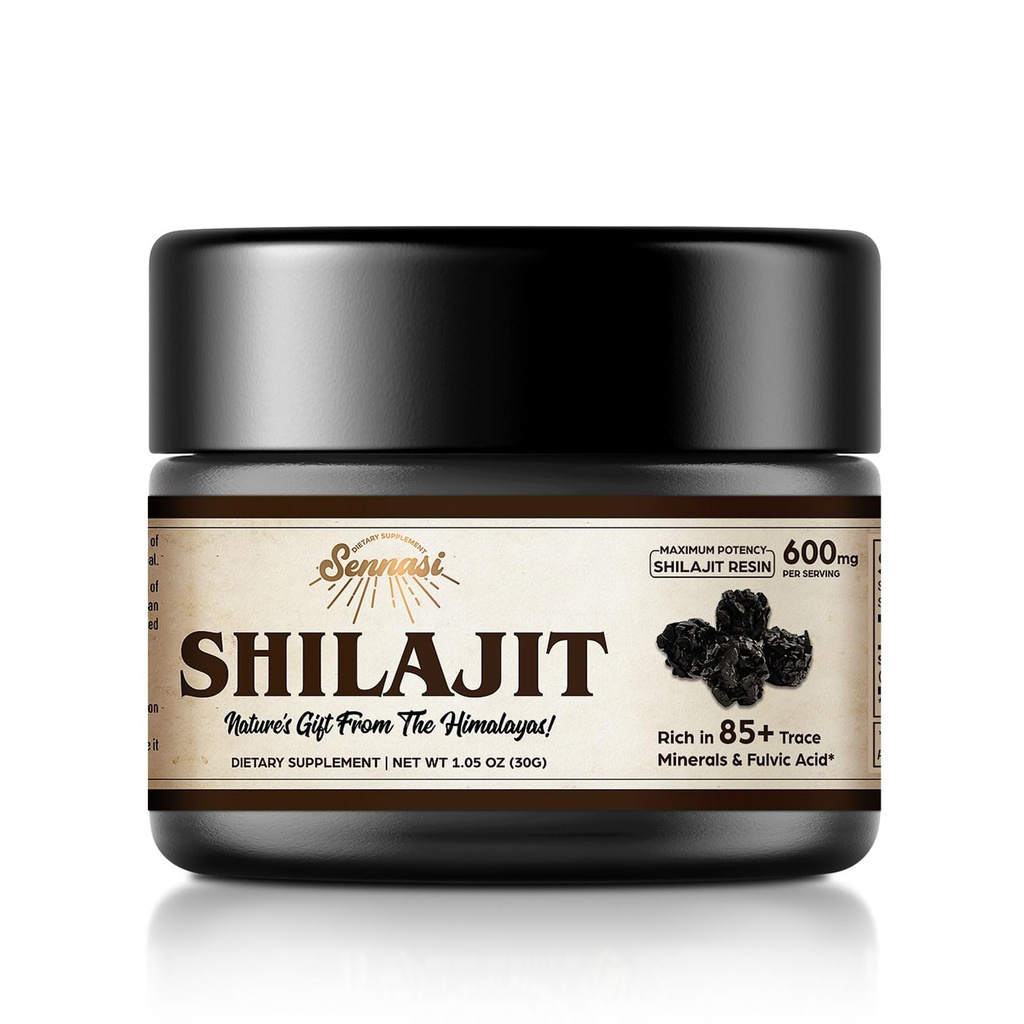 Shilajit纯喜马拉雅有机物Shilajit Resin - 600mg 最大潜在天然有机物Shilajit Resin,含有85+ 痕量矿物和富尔维奇酸,用于能源,免疫支持,30克(1包)