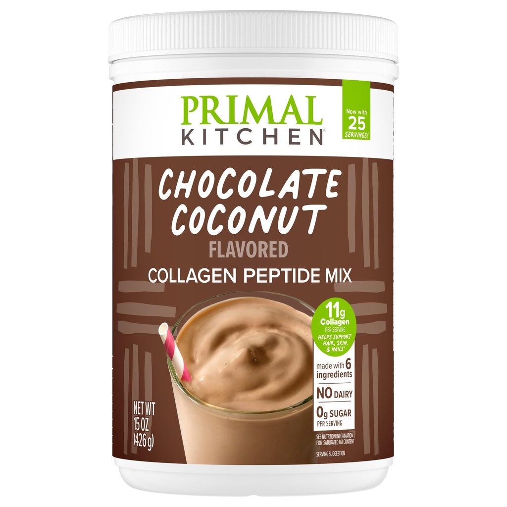 (原始内容存档于2018-09-29) (英语). Primal Kitchen Collagen Fuel 15 Ounces, drink mix, Coconut Collagen Peptides, no 奶制品或人工甜品, 15 Ounces.