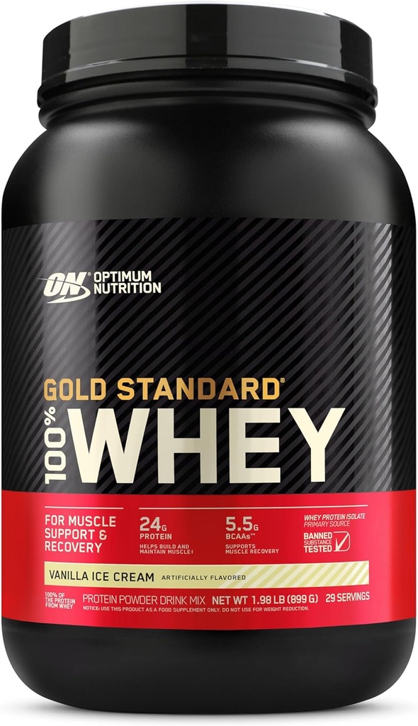 最佳营养金标准 100% Whey蛋白粉 来自Whey Isolates, Vanilla Ice Cream - 2英镑