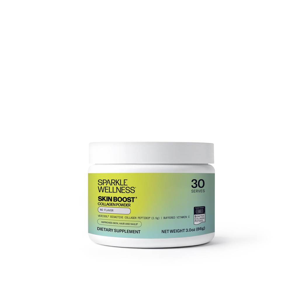 Sparkle Wellness VERISOL 生物活性水解Collagen Peptides → Collagen Powder 配有维生素C的皮肤,头发和钉子健康 → Skin Boost (No Flavor) [30-Serves].
