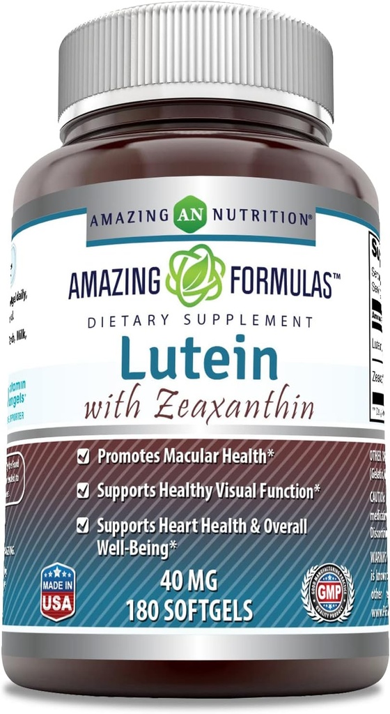 配以Zeaxanthin 1600 mcg的40 mg的Lutein 配以 Zeaxanthin 软胶 Supplement → Non-GMO → Gluten Free → 在美国制造 (40 mg, 180, Count)