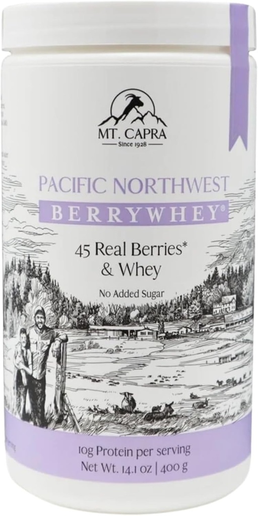 Capra Pacific Welthwest BerryWhey山 当地种植的蓝莓、Aronia Berry和Goat Whey蛋白的抗氧化剂中非GMO食品替代摇摆 10种服务 - 14.1 oz