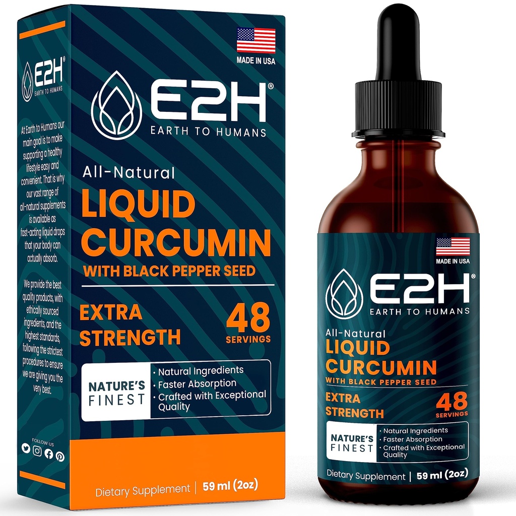E2H 液态涡轮增殖促进更好搭配 - 自然联合支持 - 与黑辣椒种子的涡轮根提取 - 推动健康 - Vegan - 非GMO - 2 Fl Oz