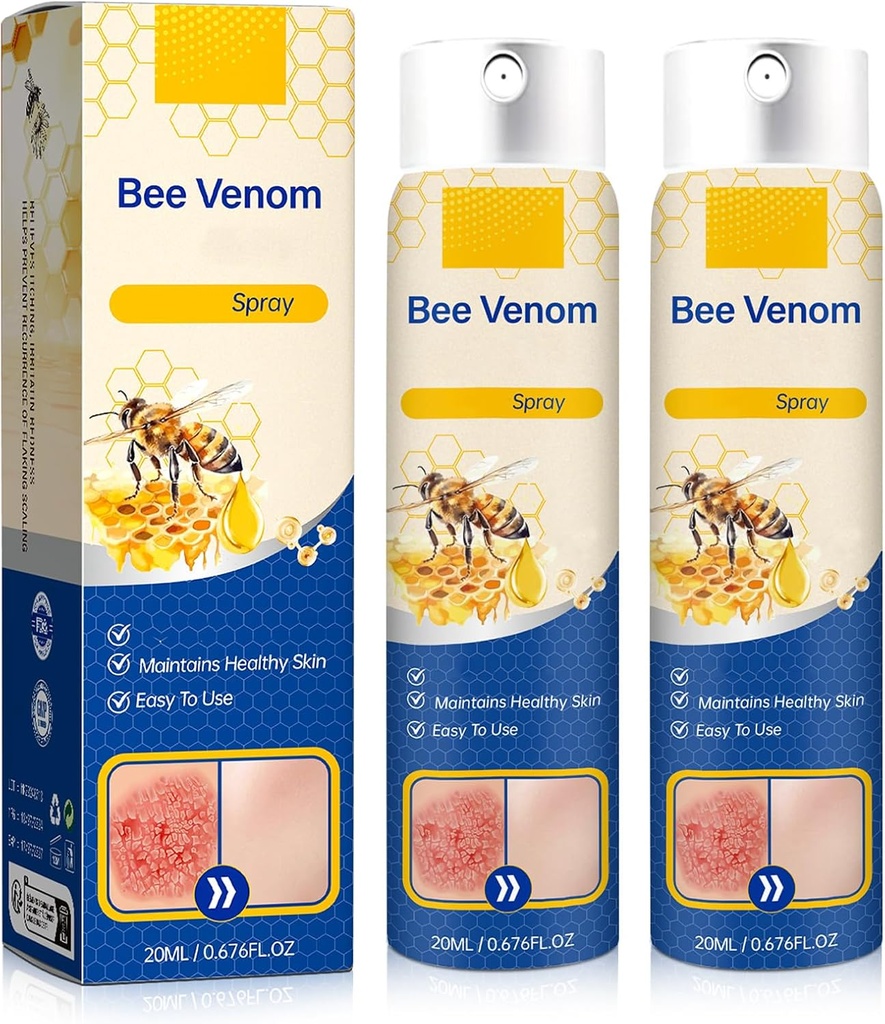 Bee Venom Spray - 100%纯天然 Venom 修复,Bee Venom 皮肤喷洒所有皮肤类型(2PCS)