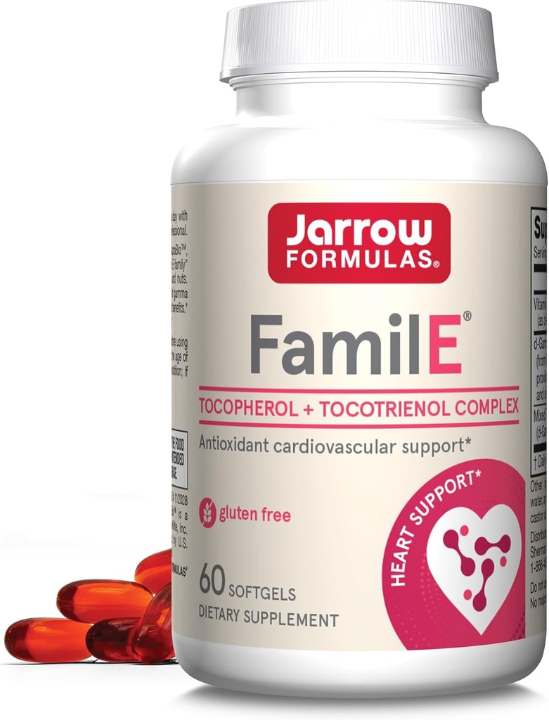 Jarrow Formules Famil-E - 促进心脏和心血管健康 - 包含维生素E家族所有8名成员 - 富含Gamma Tocopherol和Tocotrienols - 60 Softgels