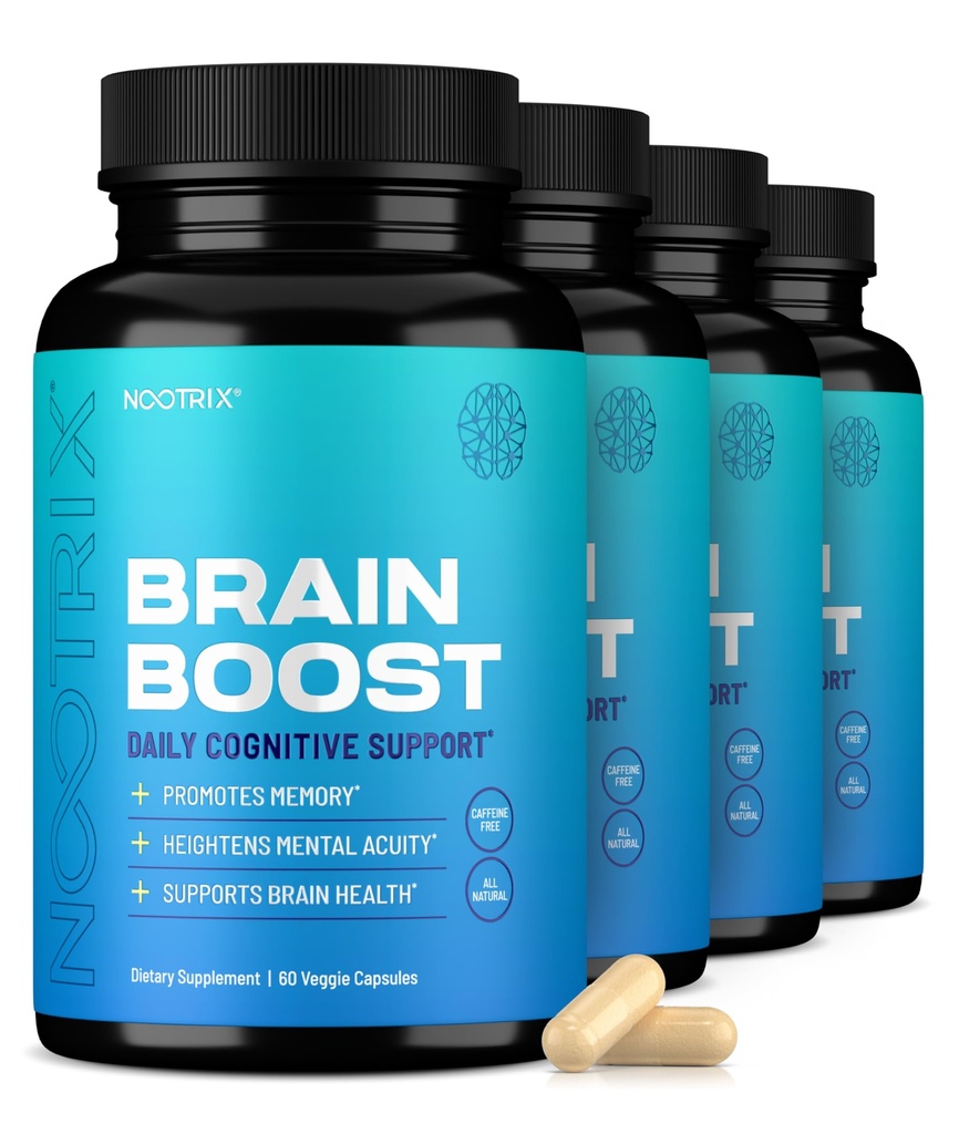 Nootrix Brain Boost Nootropic Supplement 支持记忆,精神焦点,认知健康与能源 QQ咖啡因无咖啡因,促进健康的Mood与大脑功能 w/Gingko Biloba & DMAE 240 Capsules