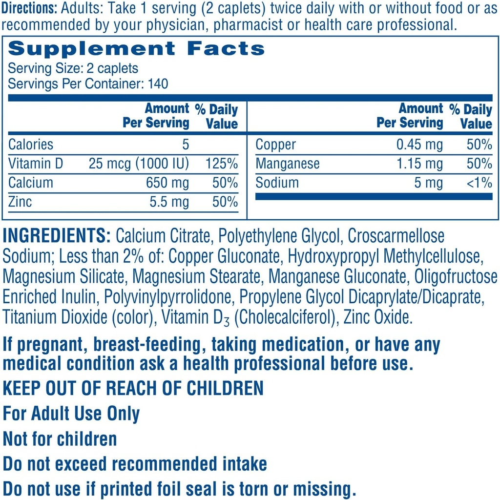 最大加量 Citracals,高溶性,易消化,630 mg Calcium Citrate with 1000 IU Vitamin D3, Bone 成人健康补充, Caplets, 280 counter (Pack of 1)