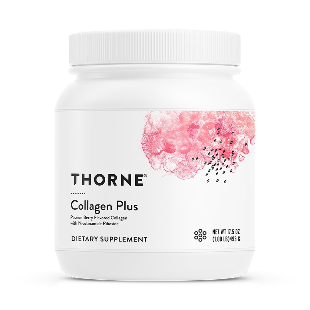 THORNE - Collagen Plus - Collagen Peptides Powder with Nicotinamide Riboside & 临床研究 皮肤纹理和粘液的成份 - 健康的皮肤、毛发和钉子 * - 17.5 Oz - 30个服务对象