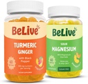 BeLive Bundle Magnesium 和 Turmeric Gummys 用于放松、睡眠、疾病支助和流动支助
