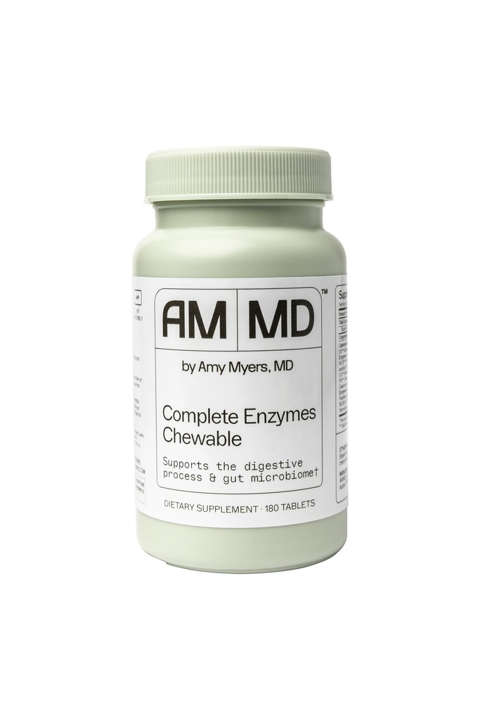 Amy Myers MD 消化酶 Chewable – 完整的酶支持 Leaky Gut, Acid Reflux, Gas, Bloating, Gluten 曝光 – Amylase, Lipase, Lactase, Alkaline, Protase, Sucrase + More – 180 片