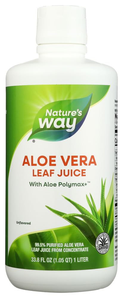 自然之道 Aloe Vera叶汁与Polymax+,99.5% 纯化 Aloe Vera叶汁从集中,未尝有,33.8 Fl Oz