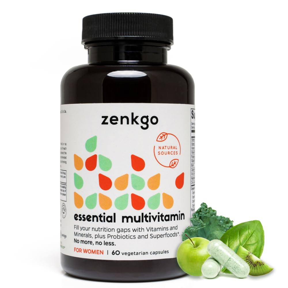Zenkgo多维塔明 + 有机全食品+ 妇女生产,支持豁免,文摘,能源,古特健康,维生素A, E, B6, B12, Vegan D3, K2(MK-7), 富拉特, 矿物, 超级食品(60Ct/30日)