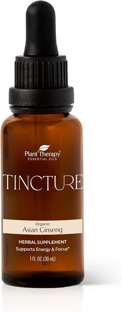 植物治疗 有机亚洲 Ginseng 根草药补充 Tincture 30 mL(1 oz) Great for Energy, 鼓励精神焦点, Vegan, 非 GMO, Gluten Free, Liquid, 1瓶