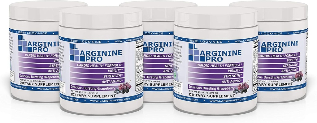 L-ARGININE PRO 5,500mg L-Arginine Plus L-Citrulline 1,100mg 葡萄粉饮用混合剂,用于增加硝氧化物生产