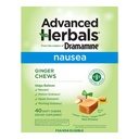 来自Dramamine,高级草药,姜汁,Nausea Relief Soft Chews Lemon-Honey-Ginger, 40 伯爵
