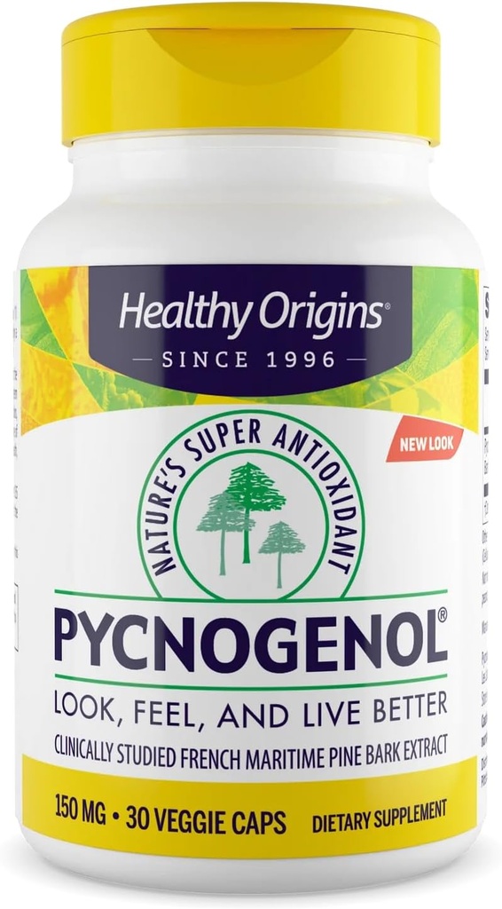 健康原产物 Pycnogenol 150 mg,法国海洋松木条提取物,自然超抗氧化剂,抗氧化剂,非GMO,Vegan,30 Vegie Capsules