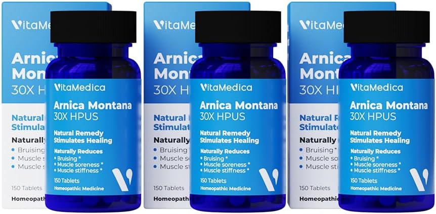 VitaMedica Arnica Montana 30X Homopathic Capture for Bruising Paining and Swelling 植物基公式 由塑胶外科医生推荐 自然恢复外科手术或伤害 3 Pack 150 服务