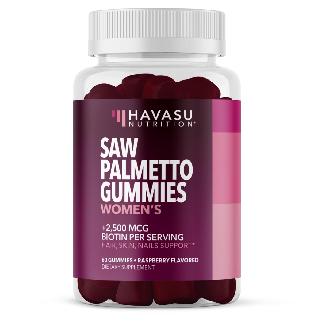 以2500mcg Biotin为女性观赏Palmetto - DHT Blocker and Hair, Skin, Nail Heal Health Gummys - 60 Counter - 支持更强大和富勒的 Looks and Radiant Skin - Vegan, Non-GMO, 1个月供应量
